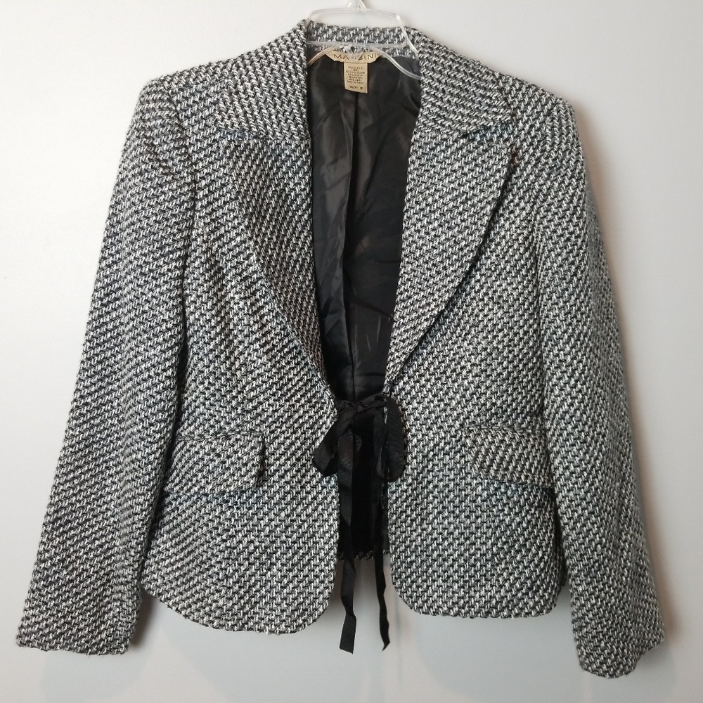 Massini Tie Front Tweed Textured Blazer 8